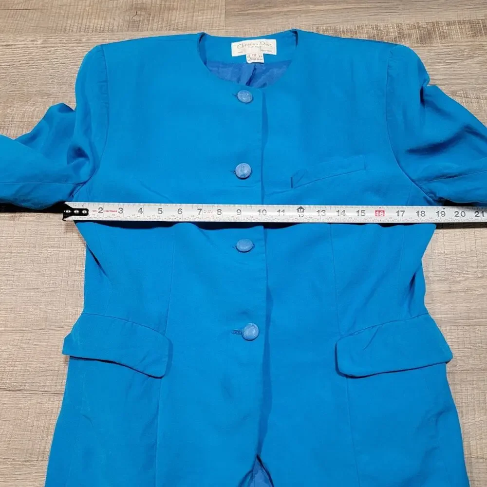 Christian Dior Silk Blazer Jacket Size 12 Button Up Business Careerwear *Flawed*